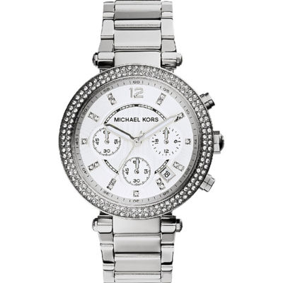 Michael kors parker glitz watch silver color sale