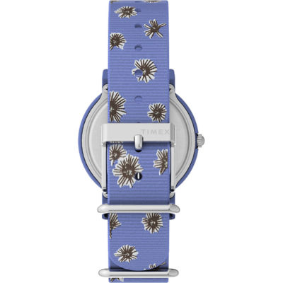 Timex Peanuts X Weekender Floral 34mm - Blue/Blue/Blue Floral Fabric (TW2W33500) 4