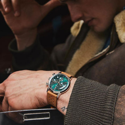 Timex Marlin Quartz Chrono 40mm - Sst/Green/Brown Lthr (TW2W10100) 3