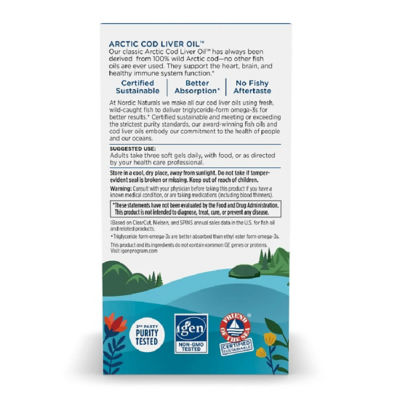 NORDIC NATURALS Arctic Cod Liver Oil 90 Soft Gels 4