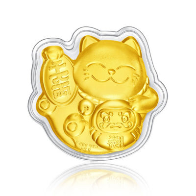 周大福999.9足金金章- 招财猫与日本幸运娃娃DarumaR24282