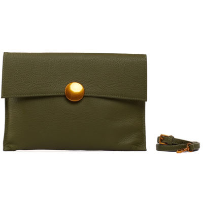 khaki green clutch bag