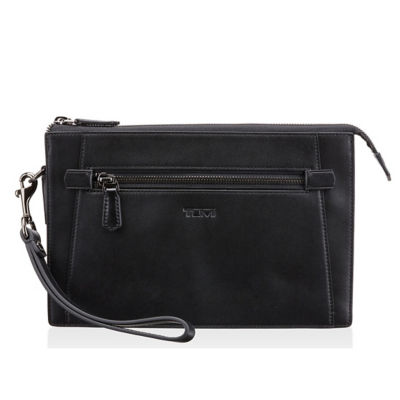 TUMI DOUBLE ZIP CLUTCH BLACK SMOOTH by Changi Airport