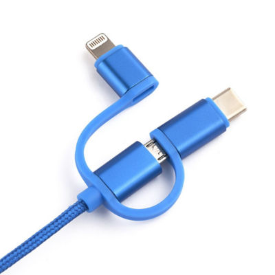 TRAVEL BLUE DELUXE 3 IN 1 MICRO USB CABLE WITH USB-C AND LIGHTNING (MFI CERTIFIED) 3