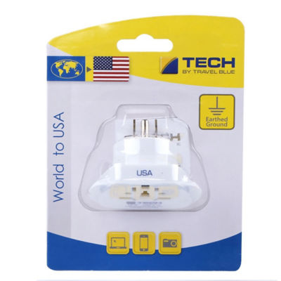 TRAVEL BLUE WORLD TO AMERICA (USA) TRAVEL ADAPTER - EARTHED
