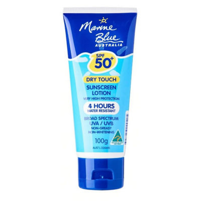 Buy MARINE BLUE DRY TOUCH SUNSCREEN LOTION SPF50+ 100G Online in