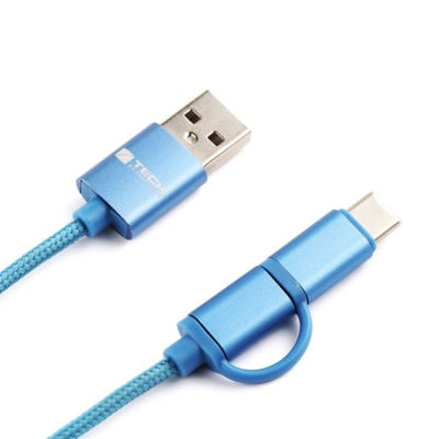 蓝旅travel Blue二合一手机数据线微型micro Usb带usb C接口传输充电线 Ishopchangi