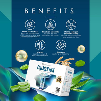 Kinohimitsu [Bundle of 3] Kinohimitsu Collagen Men 10's - 5300mg Inner Beauty Supplement 50ml - Oil Control, Pore Tightening, Scar Healing 3