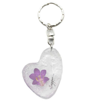 Buy SINGAPORE PRESERVED ORCHID KEYCHAIN HEART SHAPE WITH MERLION