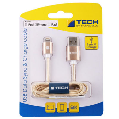 TRAVEL BLUE LIGHTNING CONNECTOR DATA SYNC & CHARGE CABLE