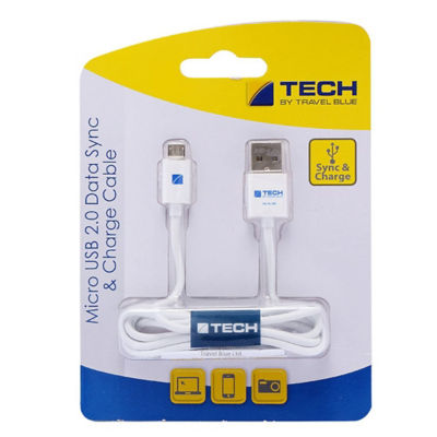 TRAVEL BLUE MICRO USB DATA SYNC AND CHARGE CABLE