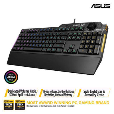 Buy ASUS TUF Gaming K1 RGB keyboard with dedicated volume knob, spillresistance, side light bar