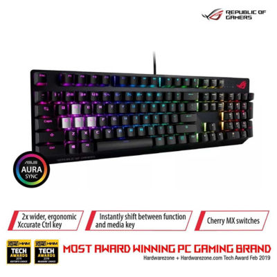 Buy ASUS ROG Strix Scope RGB wired mechanical gaming keyboard with Cherry  MX switches, aluminum frame, Aura Sync lighting and additional silver WASD  for FPS games (Blue Switch) Online in Singapore