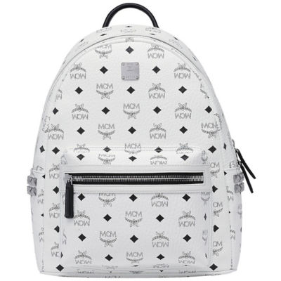 Medium Stark Side Studs Backpack in Visetos White