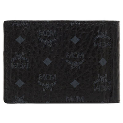 Mcm (Black Money Clip Wallet in Tivitat Leather)