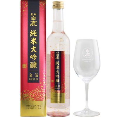 Buy Hakushika Junmai Daiginjo Gold Flakes 15 500ML + Free Sake Glass Online Singapore