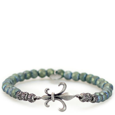 GNOME & BOW Musketeer Fleur-de-lis Beads Bracelet Women Men - Green 1