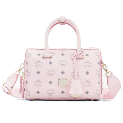 Buy MCM ESSENTIAL BOSTON BAG IN VISETOS ORIGINAL POWDER PINK