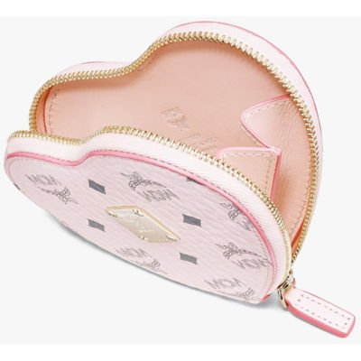 One Size Heart Coin Pouch Charm in Visetos Cognac