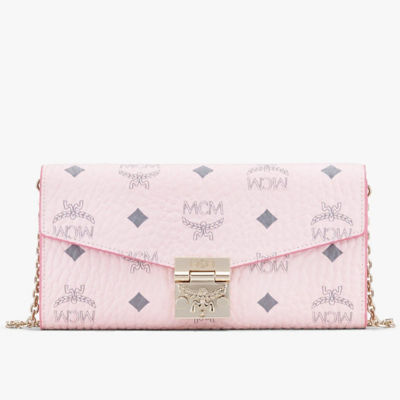 MCM Patricia Visetos Large Chain Wallet Review in Powder Pink!, Try - On