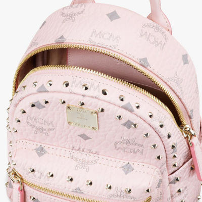 MCM Stark Bebe Boo Side Studs Backpack in Visetos Hot Pink X-Mini