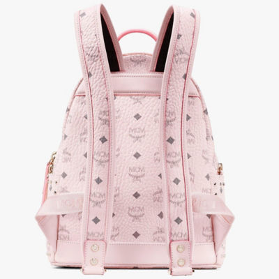 Pink mcm outlet backpack with studs