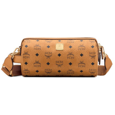 MCM Klassik Visetos Small Sling Bag - Cognac