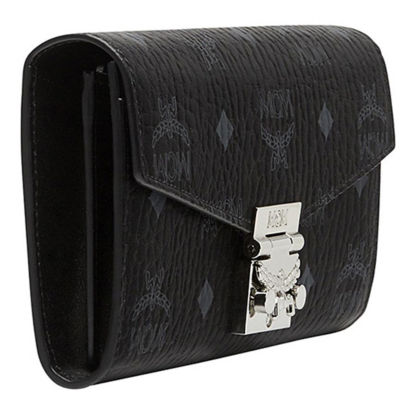 MCM PATRICIA CROSSBODY WALLET IN VISETOS BLACK