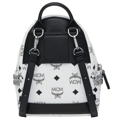 MCM Stark Bebe Boo Backpack Visetos Side Studs X-Mini Black