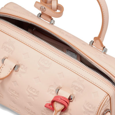 Small Pink Blush Signature Monogrammed Leather Boston Bag