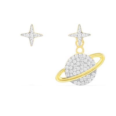 Buy WONDERLAND Asymmetric Planet Earring And Its Stud Yellow