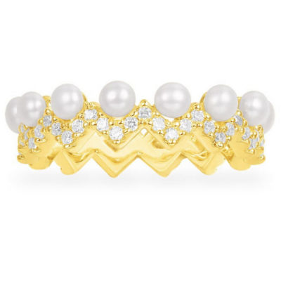 Buy Up And Down Ring With Pearls Yellow Silver Online in