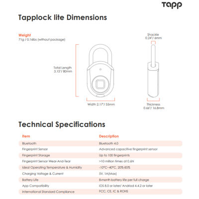 Buy Lite smart padlock with biometric fingerprint sensor bundle of 2 ...