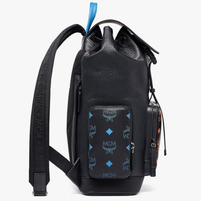 Mcm (Black /Blue Color Splash Logo Crossbody Bag )