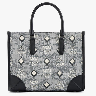 MCM Large Monogram Tote Bag in Black