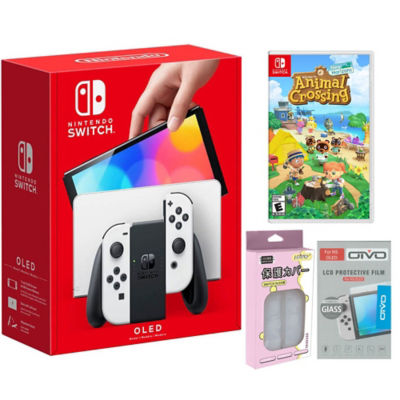 Nintendo Switch OLED White with Animal Crossing New Horizons Game