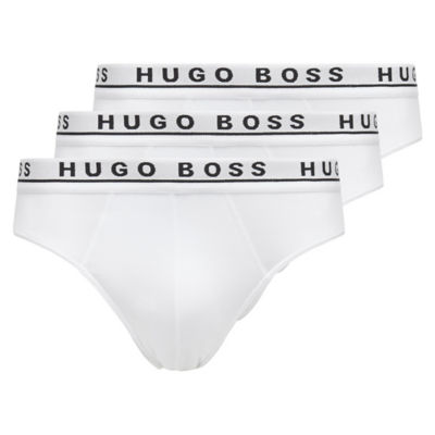 Buy Three-Pack of Stretch-Cotton Briefs with Logo Waistbands