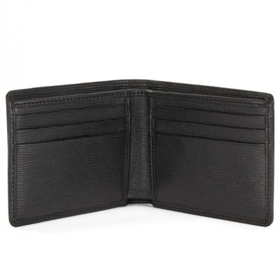 BOSS - Italian-leather wallet with polished-silver logo