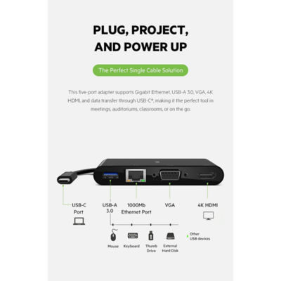Belkin Usb-C Multimedia + Charge Adapter 100W 8