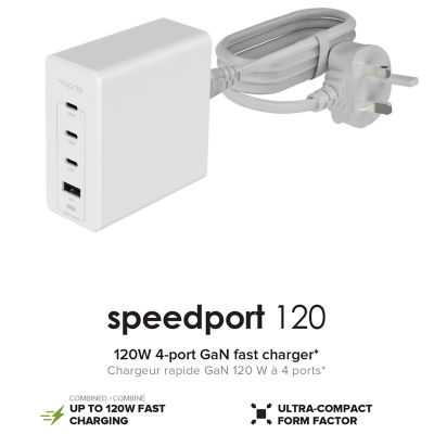 mophie speedport 120 4-port GaN wall charger (120W)