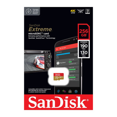 SanDisk Extreme microSDXC, SQXAV, V30, U3, C10, A2, UHS-I, 190MB/s R, 130MB/s W 4