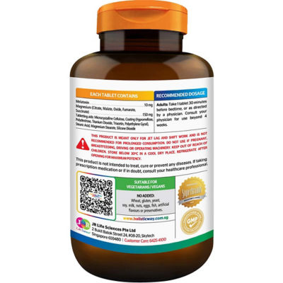 Holistic Way 强效睡眠辅助 褪黑激素 10毫克和镁 150毫克 — 纯素 (30 粒片剂) 4