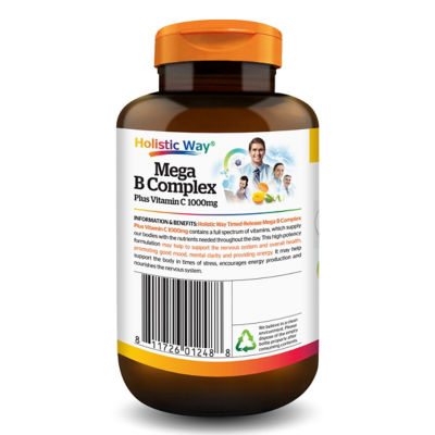 Holistic Way超级综合维生素 B 与维生素 C 1000毫克 — 纯素 (60 粒片剂) 3