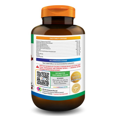 Holistic Way超级综合维生素 B 与维生素 C 1000毫克 — 纯素 (60 粒片剂) 4