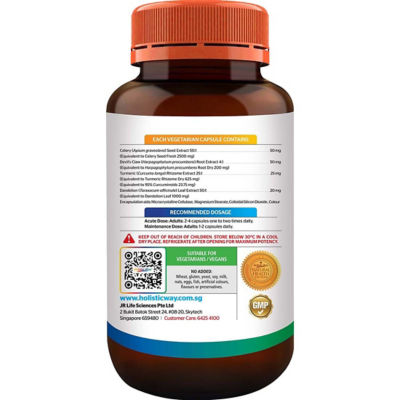 Holistic Way 超级关节配方维持健康尿酸水平 — 纯素 (60 粒素胶囊) 4