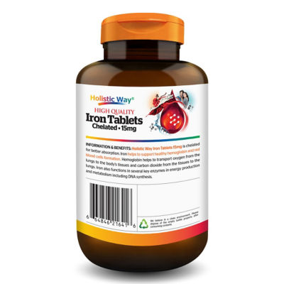 Holistic Way 优质螯合铁片 15毫克 — 纯素 (100 粒片剂) 4