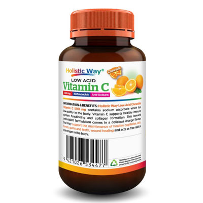 Holistic Way Chewable Vitamin-C 500mg (Low-Acid) — Vegan (50s) 4