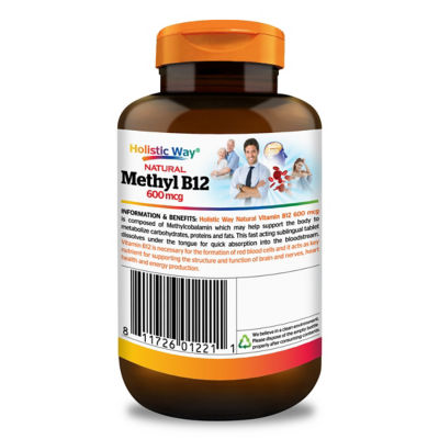 Holistic Way Natural Methyl B12 600mcg — Halal and Vegan (90s) 3