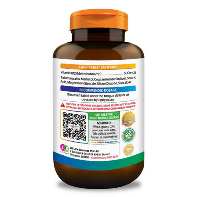 Holistic Way Natural Methyl B12 600mcg — Halal and Vegan (90s) 4