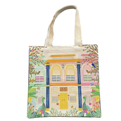 Buy SINGAPORE TOTE BAG WITH POCKET THE YELLOW SHOPHOUSES DESIGNED BY SINGAPORE ILLUSTRATOR YENIDRAWS Online in Singapore iShopChangi